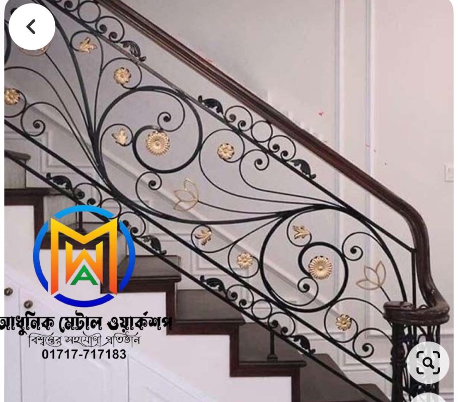 Cast Steel Railing Premium Cast Iron Stair Railing Design -046 – Adhunik Metal Works