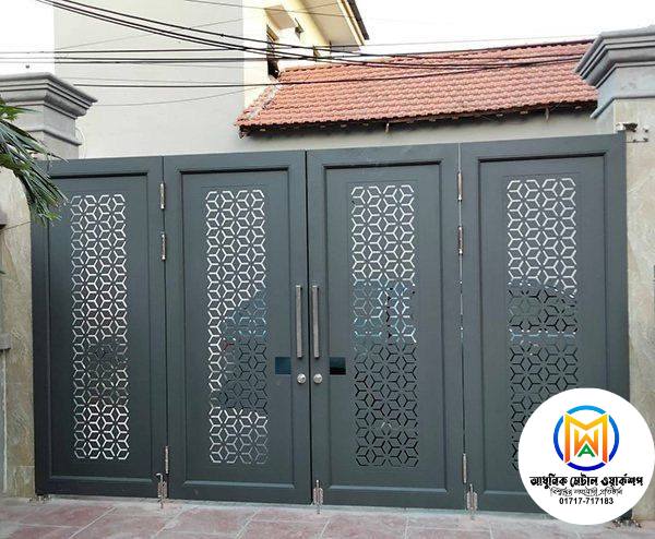MS Boundary Main Gate with Laser-Cut Design - Powder-Coated Finish - 029