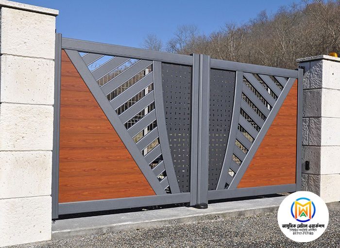 MS Boundary Main Gate with Laser-Cut Design - Powder-Coated Finish - 036