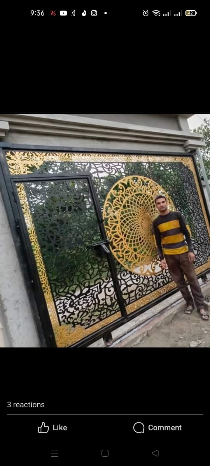 MS Boundary Main Gate with Laser-Cut Design - Powder-Coated Finish - 045