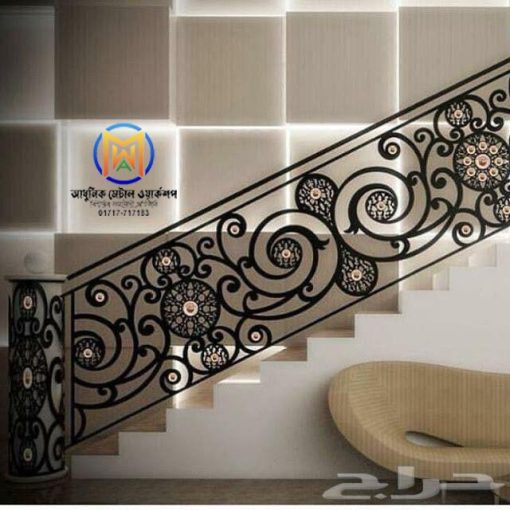 Modern Laser-Cut MS Stair Railing Design 001 – Adhunik Metal Works