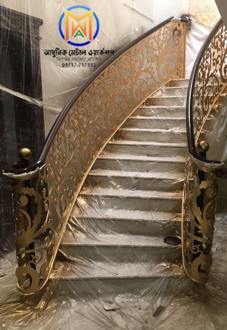 Modern Laser-Cut MS Stair Railing Design 004 – Adhunik Metal Works