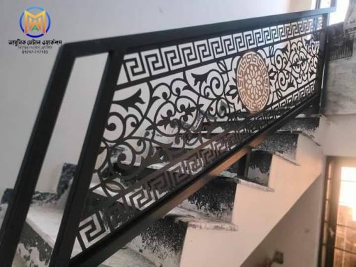 Modern Laser-Cut MS Stair Railing Design 006 – Adhunik Metal Works