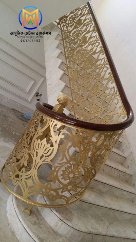 Modern Laser-Cut MS Stair Railing Design 013 – Adhunik Metal Works