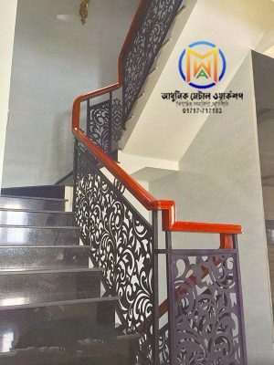 Modern Laser-Cut MS Stair Railing Design 019 – Adhunik Metal Works